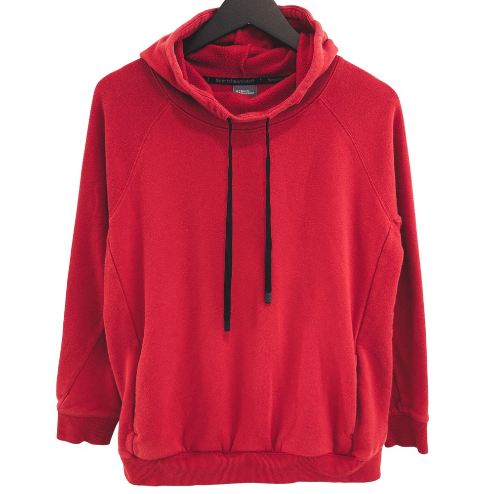 Sports Illustrated Hoodie Womens XS Red Raglan Sleeve Pullover Sweatshirt